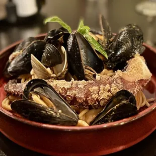 Pasta Fresca Al Frutti di Mare with octopus