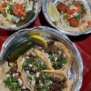 Asada fish and shrimp tacos