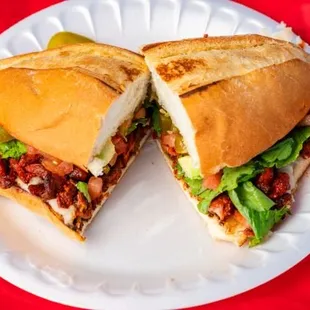 a sandwich cut in half