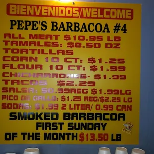 Pepe's Menu