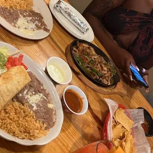 Sautéed Chicken Chimichanga, Tequila Sunrise, &amp; Fajitas