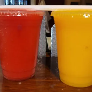 Frozen strawberry and mango margaritas