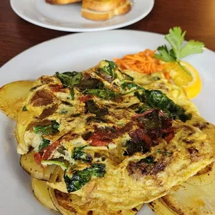 Chicken apple sausage frittata wit' sourdough toast