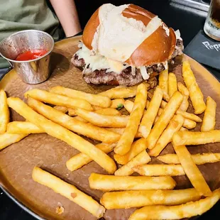 a burger and french fries