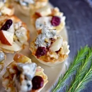 Apple, Gorgonzola and Walnut filled phyllo cups