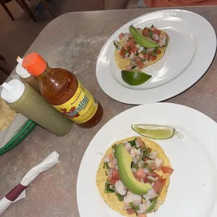 Shrimp ceviche tostadas