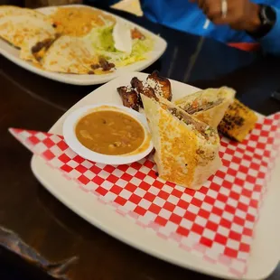Barbacoa Burrito and Quesadilla Texana