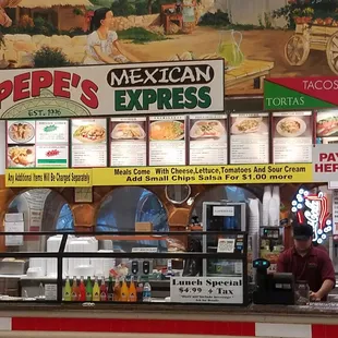 View of Pepe’s from inside Rivergate food court