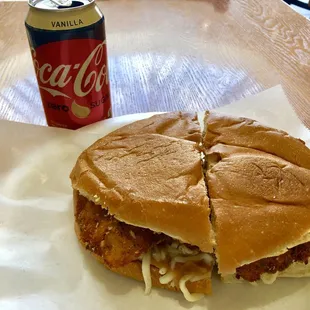 a sandwich and a coke