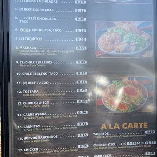 MENU as of 3/31/2021