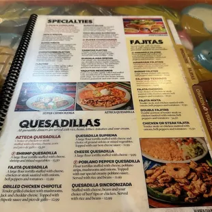 Specialties, fajitas, &amp; quesadillas