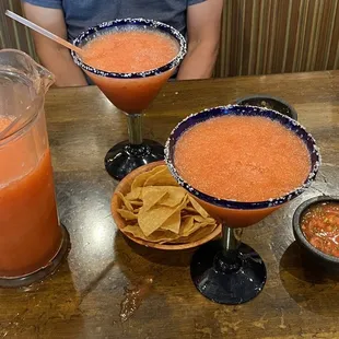 Strawberry margarita. Chips &amp; salsa