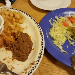 two plates of food on a table