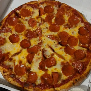Large pizza. Double cheese double pepperoni.