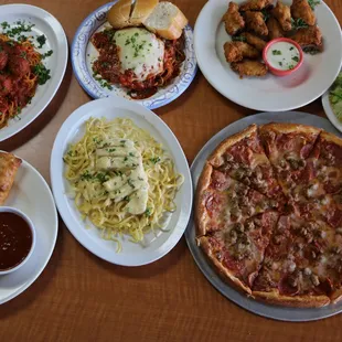 a variety of food on plates