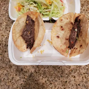 2 taco&apos;s for $7 Damn near no meat and a tray full of lettuce. This place is a joke