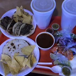 a tray of food