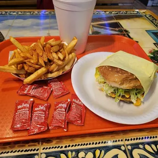 One of the best Double Cheeseburgers in town with Seasoned Fries &amp; a Diet Coke!