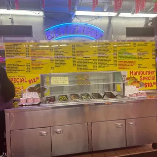 Pepe's taco menu in side the restaurant.