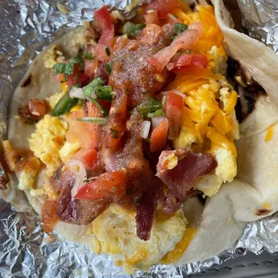 Bacon, egg, and cheese taco. Delicious!