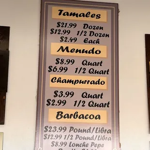 menu