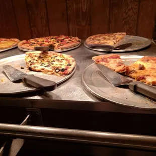 Pizza selection was your basic selection and were the same pizzas that were out before we arrived, at least 50% of them.