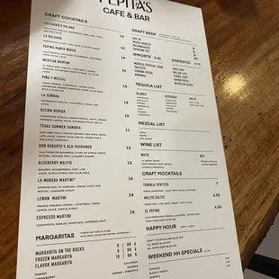 menu