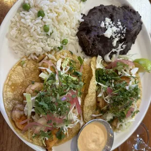 Shrimp tacos w/ chipotle sauce