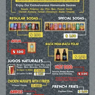 Bebidas varias.