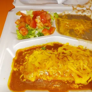 Cheese enchilada &amp; beans