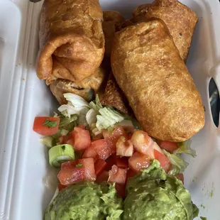 Chimichanga - choose from chicken or shredded beef. Look at that yummy guacamole.