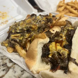 Rib Eye Philly Cheese Steak and Philly PHRIES