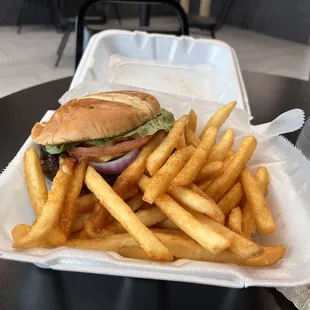 Cheese burger, LTO with fries.