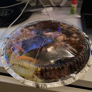 Jerk Chicken. A lot of food. Like the weight of a newborn.