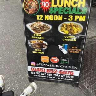 a lunch specials sign