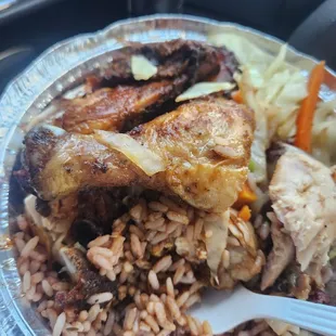 It is supposed to be jerk chicken. But no flaor. And it likes eating fried chicken.