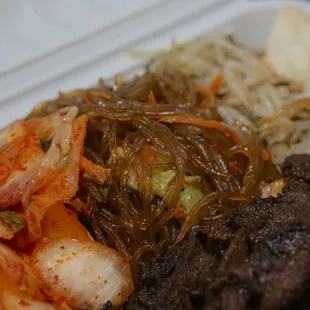 All veggie sides Kim chee &amp; long rice &amp; sprouts &amp; tofu *9/29/22 (Mayo potato as well but not in pic)