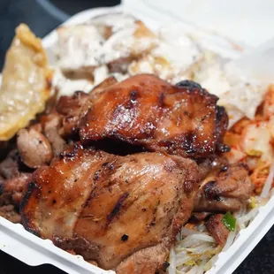 Friday night eats (Bbq beef &amp; Bbq boneless chicken plate) *10/6/23