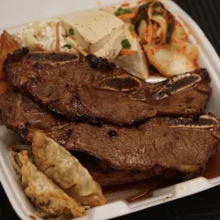 KALBI &amp; Bbq Chicken Mixed plate no rice so can choose 5 Sides (always the better deal) IMO *9/24/21