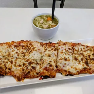 Cheesey Bread and Homemade Chicken Soup