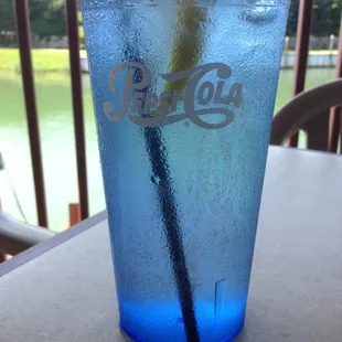 Notice the coating of brown gunk on the inside (most noticeable to the right of the straw). Free sample of previous diners drink