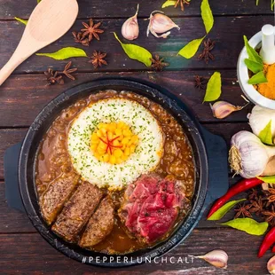 Beef and Hamburg Sizzling Curry