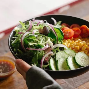 Pepper Salad (also available with beef, chicken, fish, Karage fried chicken, or Ebi fried shrimp)