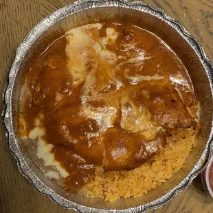 Pollo ranchero (missing lettuce, guacamole, sour cream, and pico)