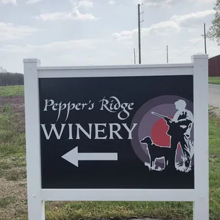 a sign for pepper's ridge winery