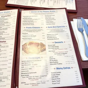 Dinner and sides menu