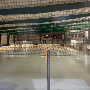 NHL sheet of ice before the lights are on