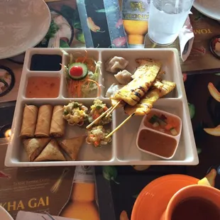 The famed appetizer sampler. The Golden Cups and Golden Triangles are hard to find anywhere else.