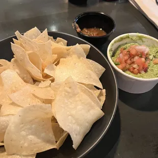 a plate of chips and guacamole