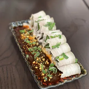 Sliced Pork Belly with Garlic Chili Sauce Plate